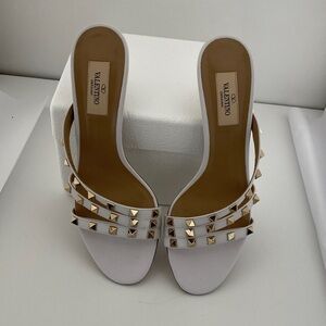Valentino White and Gold Studded Sandals